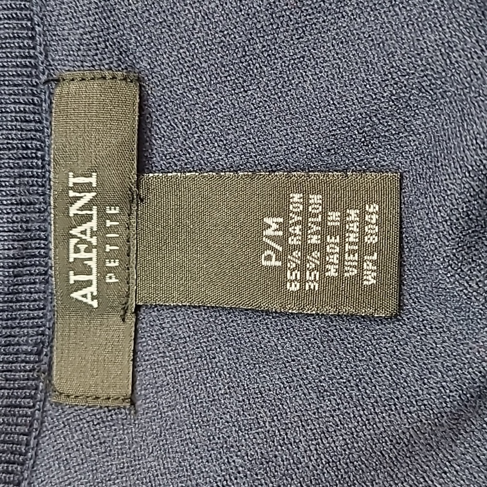 NEW ALFANI DARK BLUE LONG SLEEVE ASYMMETRICAL PULLOVER SWEATER - Picture 10 of 11